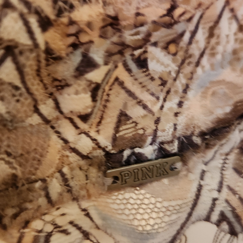 PINK Victoria's Secret Geometric Lace Bralette - Brown and Cream - Picture 7 of 11